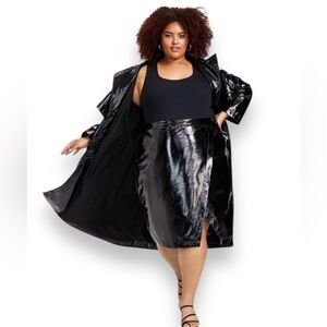 Nina Parker Trendy Plus Size 22W Faux Leather Skirt In Black Beauty